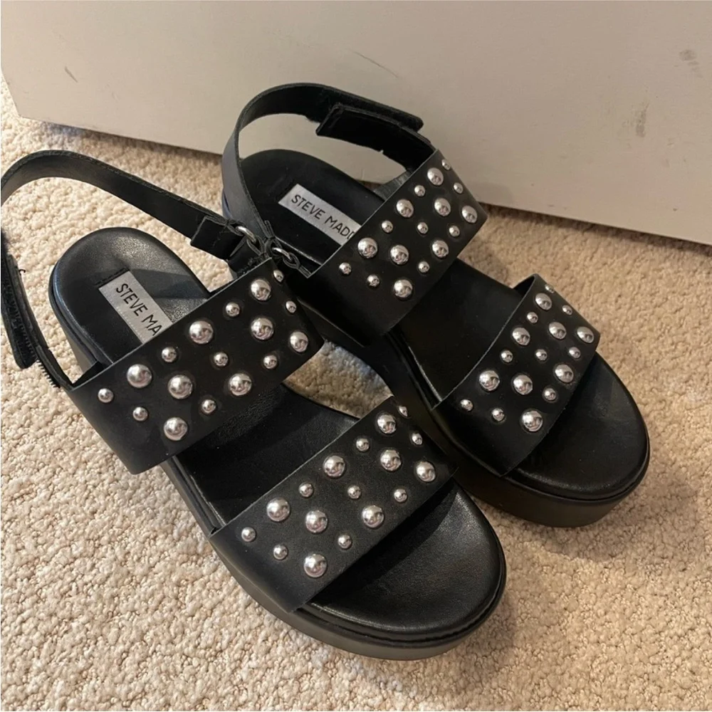 Steve Madden Black Studded Platform Sandals
